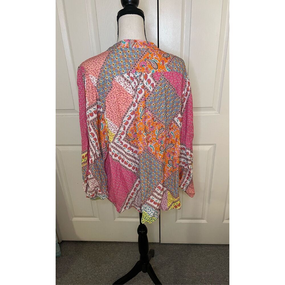 Fate Women's Boho Chic Patchwork Blouse Multicolo… - image 3